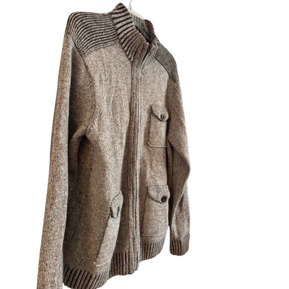 BLUE PRONTO UOMO 100% Wool Sweater Mens XL full zip Sweater Cardigan Brown - Picture 3 of 6